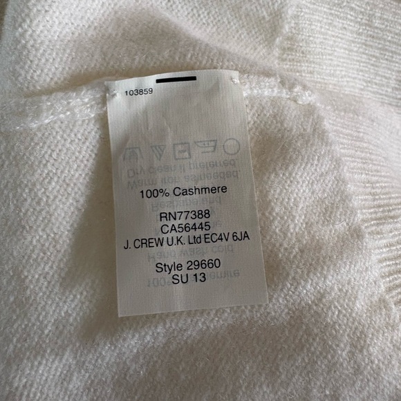 J. Crew 100% Cashmere V-Neck Sweater in Snow White - Picture 5 of 7